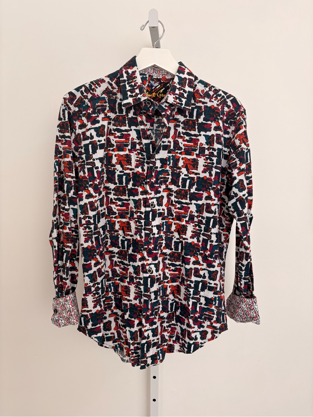 Robert Graham White, Red & Navy Graphic Print Button-Down Shirt